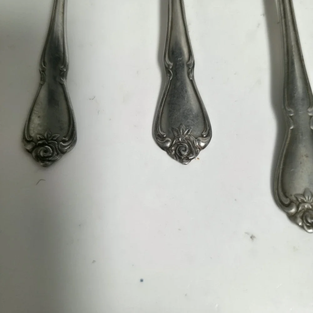 1881 Rogers Oneida ARBOR ROSE True Rose Stainless Flatware Lot of 4 Spoons Fork